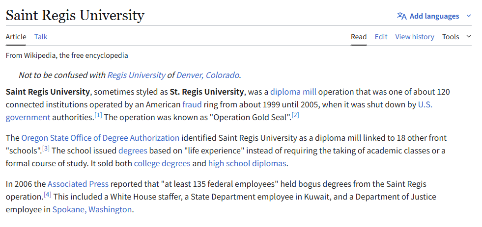 Saint Regis University 文凭是真的吗?避雷！美国最大的文凭工厂：假学历假学校