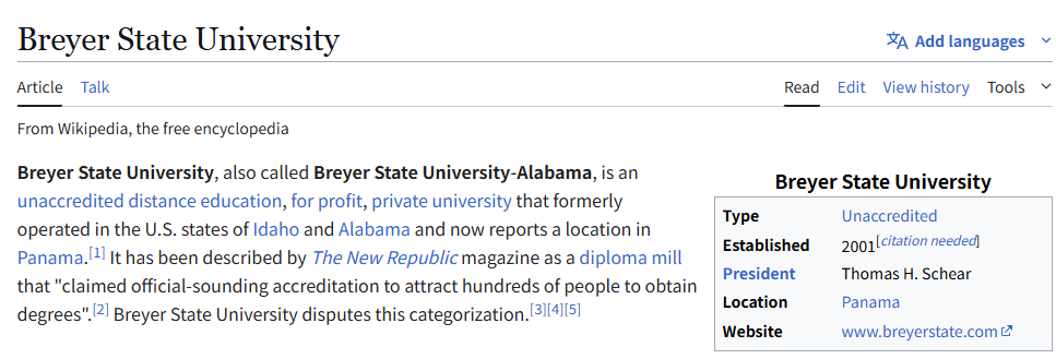 避雷虚假大学Breyer State University：美国“文凭工厂”在线兜售假学位