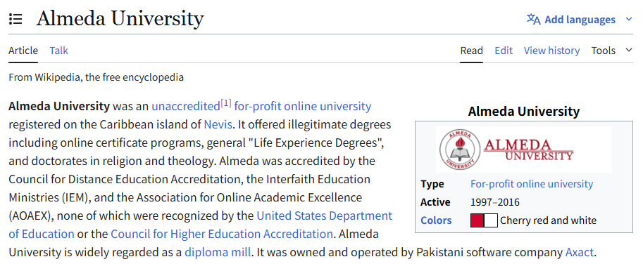 Almeda University一个典型的野鸡大学骗局，警示北美华人慎防学历陷阱