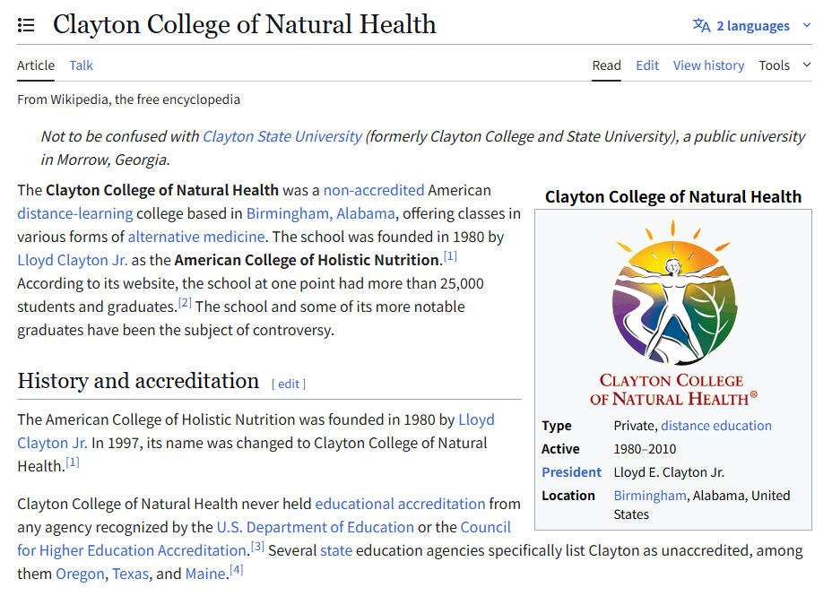 Clayton College of Natural Health