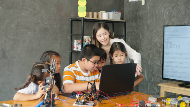 classroom tech lesson students learn robot programming
