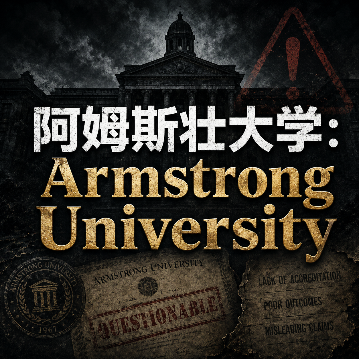 避雷野鸡大学阿姆斯壮大学：Armstrong University，也被译为哈姆斯顿大学、阿姆斯特朗大学