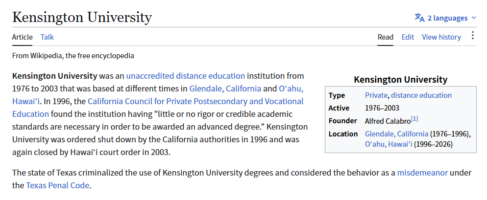避雷野鸡大学Kensington University:从加州到夏威夷都被监管盯上的美国野鸡大学,不要把“远程教育”误当正规学历 2 避雷野鸡大学Kensington University:从加州到夏威夷都被监管盯上的美国野鸡大学,不要把“远程教育”误当正规学历