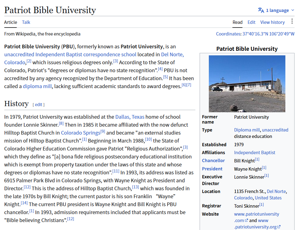避雷 Patriot Bible University:打着“圣经大学”和“宗教学位”旗号的高风险野鸡大学 2 Patriot Bible University