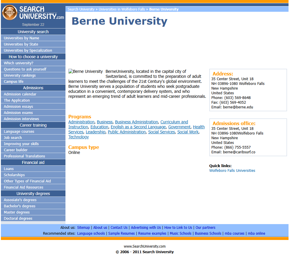 避雷 Berne University:不要和瑞士 University of Bern 混淆,这所“Berne University”是高风险野鸡大学案例 2 避雷 Berne University:不要和瑞士 University of Bern 混淆,这所“Berne University”是高风险野鸡大学案例